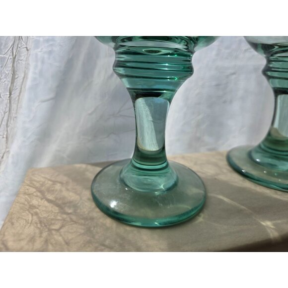 Set Of 4 Vintage Green Libby Clarion Glass Goblets - Picture 5 of 9